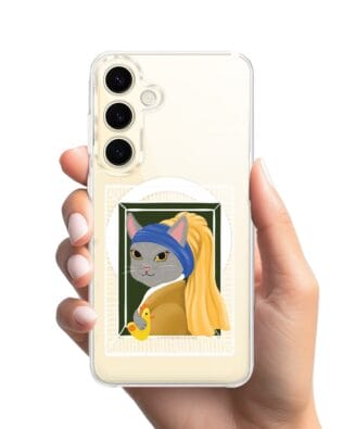 Etui do Samsung Galaxy S24 Plus z MagSafe przeźroczyste, silikonowe Flexi, kotek z kurczakiem
