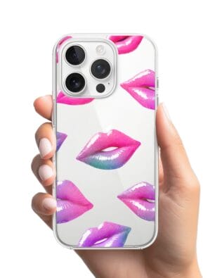 Etui do iPhone 13 Pro przeźroczyste, silikonowe Flexi, hologramowe usta