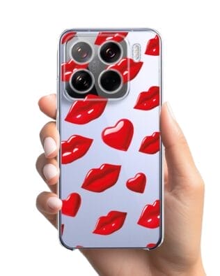 Etui do Xiaomi 15 przeźroczyste, silikonowe Flexi, czerwone usta