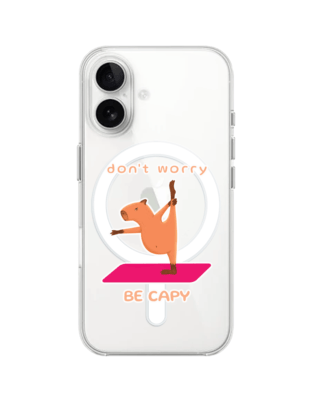 Etui do iPhone 16 Plus z MagSafe przeźroczyste, silikonowe Flexi, kapibara