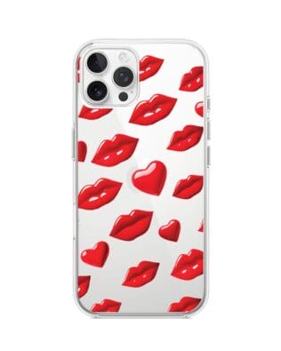 Etui do iPhone 12 Pro przeźroczyste, silikonowe Flexi, czerwone usta