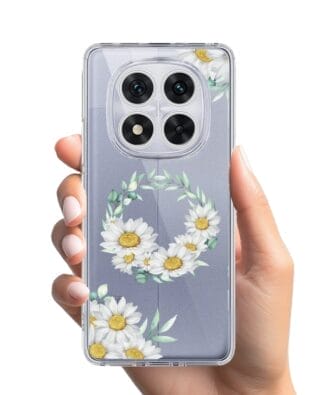 Etui do Xiaomi Redmi Note 14 Pro 5G przeźroczyste, silikonowe Flexi, wianek stokrotek