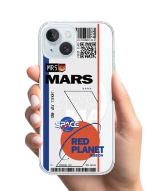 Etui do iPhone 15 z MagSafe przeźroczyste, silikonowe Flexi, bilet na Mars