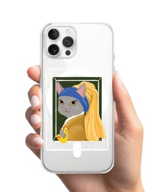 Etui do iPhone 12 Pro z MagSafe przeźroczyste, silikonowe Flexi, kotek z kurczakiem