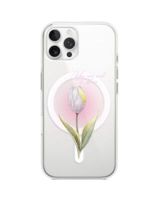 Etui do iPhone 12 Pro z MagSafe przeźroczyste, silikonowe Flexi, kwiaty, tulipan