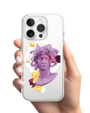 Etui do iPhone 16 Pro Max z MagSafe przeźroczyste, silikonowe Flexi, antyczna figura