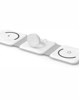 Ładowarka bezprzewodowa indukcyjna 3w1 MagSafe, składana, biała