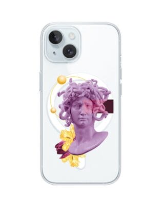 Etui do iPhone 15 Plus z MagSafe przeźroczyste, silikonowe Flexi, antyczna figura