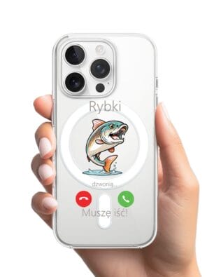 Etui do iPhone 16 Pro Max z MagSafe przeźroczyste, silikonowe Flexi, rybki dzwonią