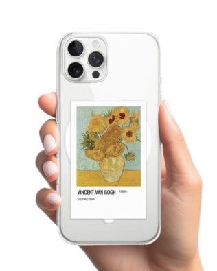 Etui do iPhone 12 Pro z MagSafe przeźroczyste, silikonowe Flexi, słoneczniki