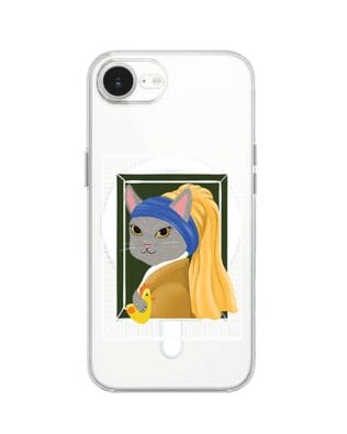 Etui do iPhone 16e z MagSafe przeźroczyste, silikonowe Flexi, kotek z kurczakiem