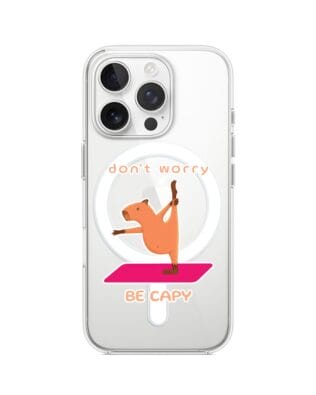 Etui do iPhone 16 Pro Max z MagSafe przeźroczyste, silikonowe Flexi, kapibara