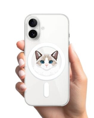 Etui do iPhone 16 z MagSafe przeźroczyste, silikonowe Flexi, kot birmański