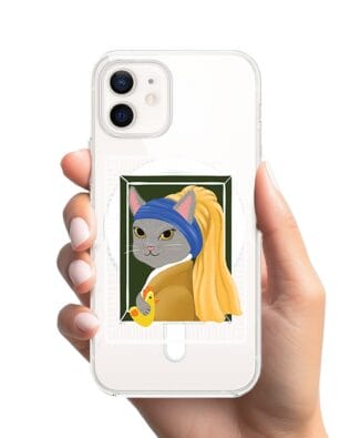 Etui do iPhone 12 z MagSafe przeźroczyste, silikonowe Flexi, kotek z kurczakiem