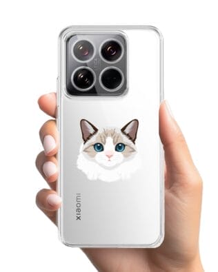 Etui do Xiaomi 14 Pro przeźroczyste, silikonowe Flexi, kot birmański