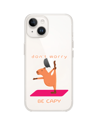 Etui do iPhone 14 przeźroczyste, silikonowe Flexi, kapibara