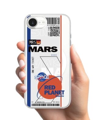 Etui do iPhone 16e z MagSafe przeźroczyste, silikonowe Flexi, bilet na Mars