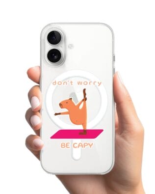 Etui do iPhone 16 Plus z MagSafe przeźroczyste, silikonowe Flexi, kapibara