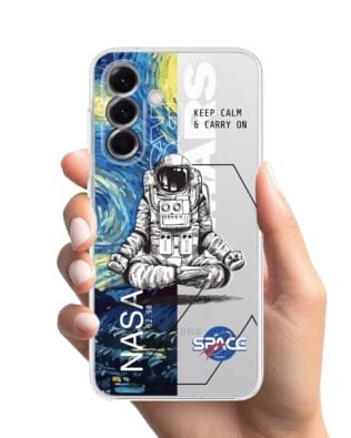 Etui do Samsung Galaxy A56 5G przeźroczyste, silikonowe Flexi, Keep Calm in Cosmos