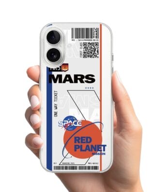 Etui do iPhone 16 Plus przeźroczyste, silikonowe Flexi, bilet na Mars