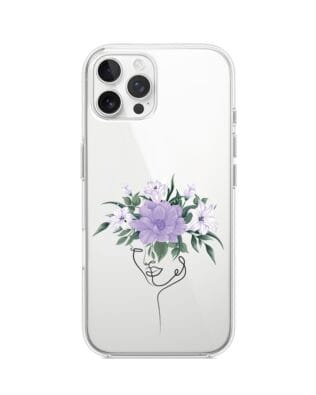 Etui do iPhone 12 Pro przeźroczyste, silikonowe Flexi, kobieta z kwiatami