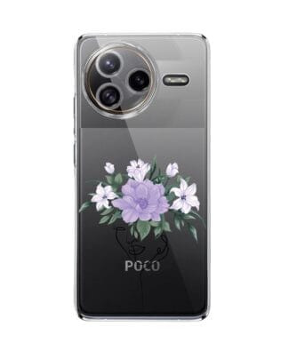 Etui do Xiaomi POCO F7 Ultra przeźroczyste, silikonowe Flexi, kobieta z kwiatami