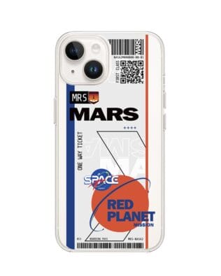 Etui do iPhone 13 Mini przeźroczyste, silikonowe Flexi, bilet na Mars