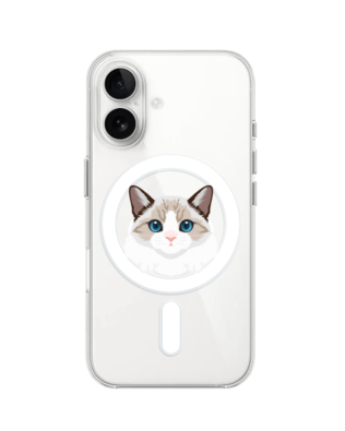 Etui do iPhone 16 z MagSafe przeźroczyste, silikonowe Flexi, kot birmański