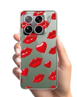 Etui do Xiaomi 15 Pro przeźroczyste, silikonowe Flexi, czerwone usta