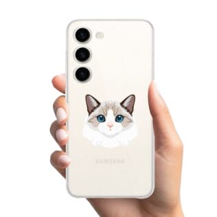 Etui do Samsung Galaxy S23 przeźroczyste, silikonowe Flexi, kot birmański (2)