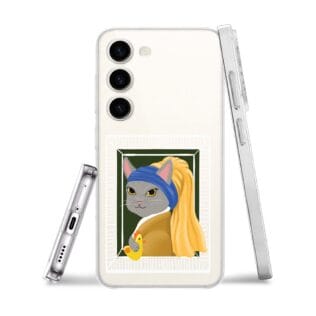 Etui do Samsung Galaxy S23 przeźroczyste, silikonowe Flexi, kotek z kurczakiem (1)