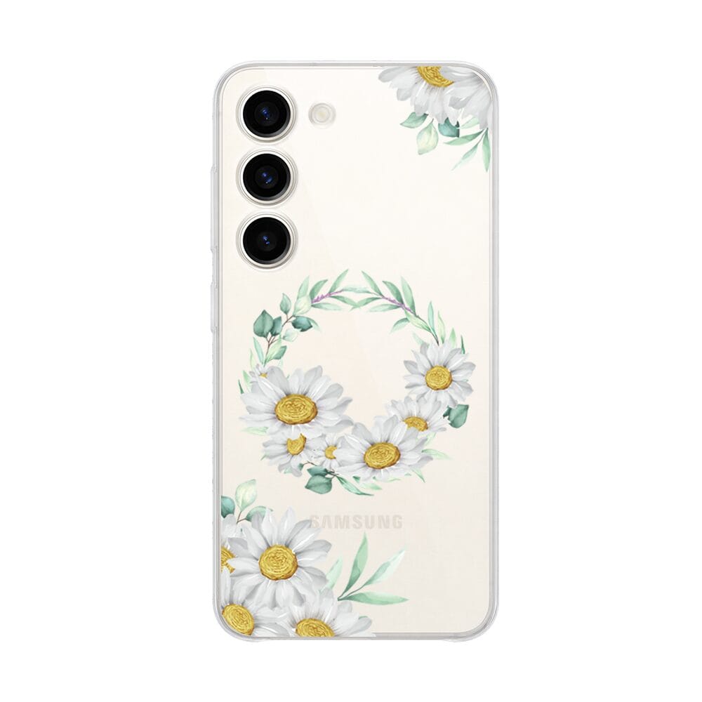 Etui do Samsung Galaxy S23 przeźroczyste, silikonowe Flexi, wianek stokrotek (1)