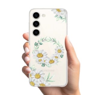 Etui do Samsung Galaxy S23 przeźroczyste, silikonowe Flexi, wianek stokrotek (2)