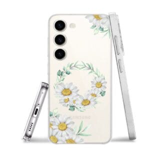 Etui do Samsung Galaxy S23 przeźroczyste, silikonowe Flexi, wianek stokrotek (3)