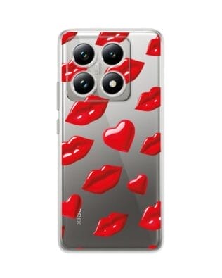 Etui do Xiaomi 14T przeźroczyste, silikonowe Flexi, czerwone usta
