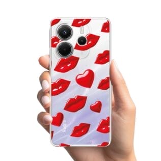 Etui do Xiaomi Redmi Note 14 4G przeźroczyste, silikonowe Flexi, czerwone ustaRedmi Note 14 5G, 14 4G-1
