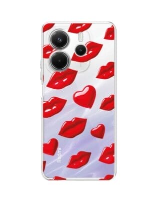 Etui do Xiaomi Redmi Note 14 4G przeźroczyste, silikonowe Flexi, czerwone usta