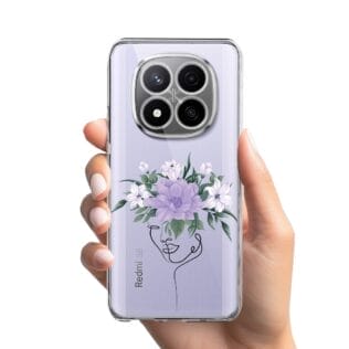 Etui do Xiaomi Redmi Note 14 Pro Plus 5G przeźroczyste, silikonowe Flexi, kobieta z kwiatamiRedmi Note 14 Pro Plus 5G , 14 Pro 4G-1