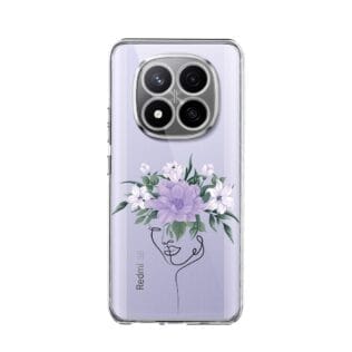Etui do Xiaomi Redmi Note 14 Pro Plus 5G przeźroczyste, silikonowe Flexi, kobieta z kwiatamiRedmi Note 14 Pro Plus 5G , 14 Pro 4G-2
