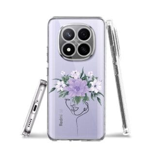 Etui do Xiaomi Redmi Note 14 Pro Plus 5G przeźroczyste, silikonowe Flexi, kobieta z kwiatamiRedmi Note 14 Pro Plus 5G , 14 Pro 4G