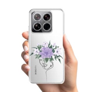 XIAOMI 14-1Etui do Xiaomi 14 Pro przeźroczyste, silikonowe Flexi, kobieta z kwiatami