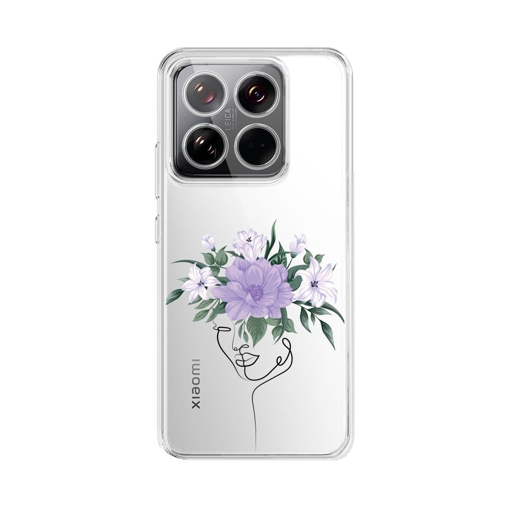 XIAOMI 14-2Etui do Xiaomi 14 Pro przeźroczyste, silikonowe Flexi, kobieta z kwiatami