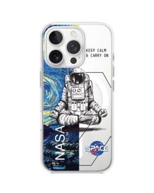 Etui do iPhone 13 Pro z MagSafe przeźroczyste, silikonowe Flexi, Keep Calm in Cosmos