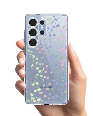 Etui do Samsung Galaxy S25 Ultra przeźroczyste, silikonowe Flexi, kwiaty polne