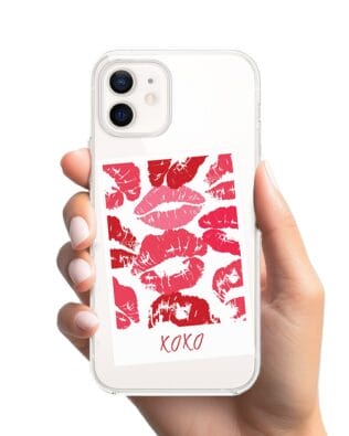 Etui do iPhone 12 z MagSafe przeźroczyste, silikonowe Flexi, pocałunki, polaroid