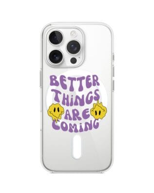 Etui do iPhone 14 Pro z MagSafe przeźroczyste, silikonowe Flexi, Better Things Are Coming