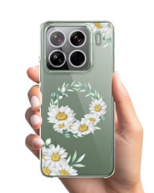 Etui do Xiaomi 15 Pro przeźroczyste, silikonowe Flexi, wianek stokrotek