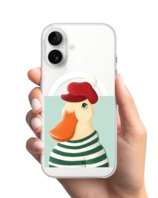 Etui do iPhone 16 z MagSafe przeźroczyste, silikonowe Flexi, kaczuszka