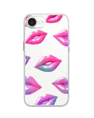 Etui do iPhone 16e przeźroczyste, silikonowe Flexi, hologramowe usta