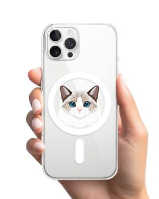 Etui do iPhone 12 Pro z MagSafe przeźroczyste, silikonowe Flexi, kot birmański